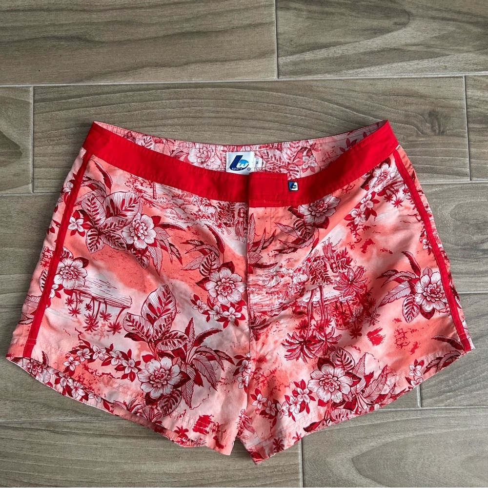 Red Floral Swim Shorts